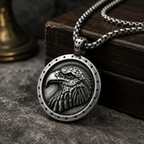 Vintage Double-Sided Embossed Bald Eagle Medal Stainless Steel Men’s Necklace
