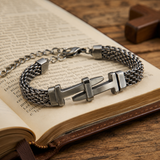 Nails‑Shaped Cross Mesh Chain Stainless Steel Bracelet - product view