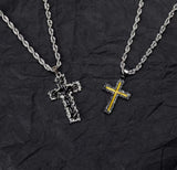 Lava Cross Pendant Necklace Titanium Chain