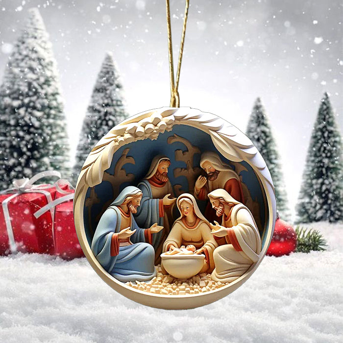 Wooden Christmas Nativity Pendant Wall Decoration Wall Hanging