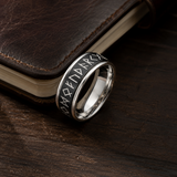 Glow In The Dark Viking Elder Futhark Rune Rotatable Spinner Stainless Steel Anxiety Relief Ring