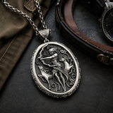 Artemis Greek Goddess Pendant Necklace, Vintage Pure Tin Mythology Necklace