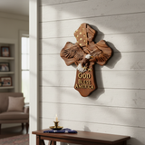 Cross on white shiplap wall