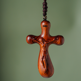 Bgcopper Rosewood Crucifix of Jesus' Passion (Necklace & Car Charm Options)