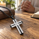 Layered Cross Necklace – Titanium Steel Christian Pendant