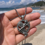 Athena Greek Goddess Pendant Necklace, Vintage Pure Tin Men’s Necklace