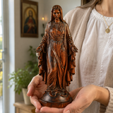 Hand-carved boxwood icon of the Immaculate Heart of Mary