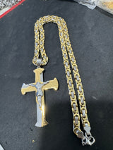 Titanium Steel Lord’s Prayer Crucifix Necklace