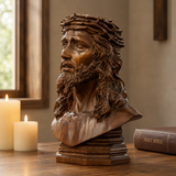 Boxwood Jesus Crown with Thorns Half-Length Desktop Ornament