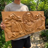 Trinity of Grace” Hand-Carved Jesus & Holy Spirit Wood Wall Art – 22.75