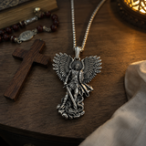 S925K Silver Saint Michael Pendant: Courage in the Heart