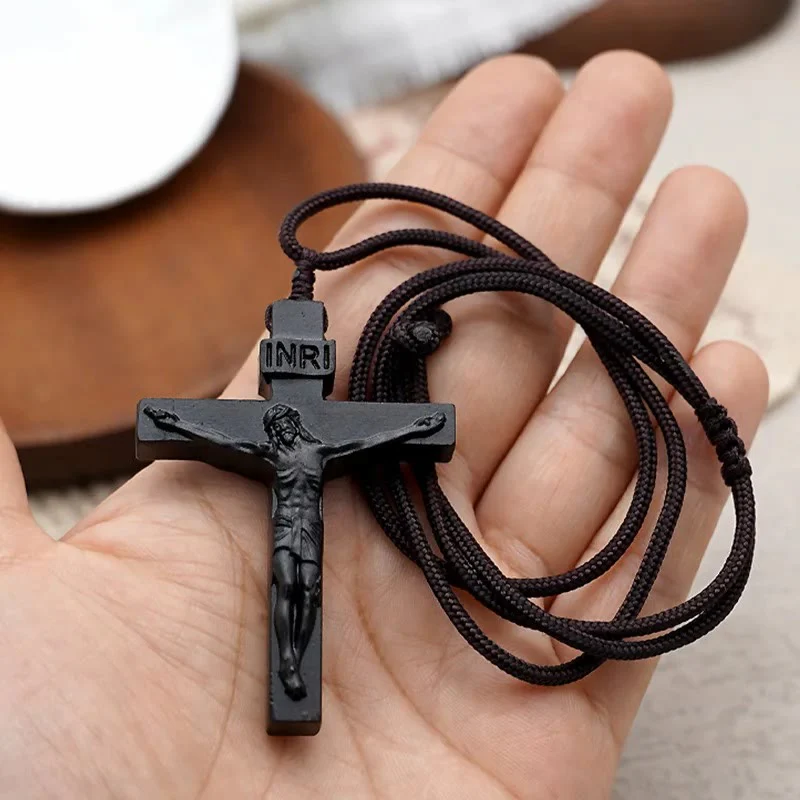 Jesus Wooden Crucifix Necklace: His Coming is a Tender Promise of Eternal Protection ✝️