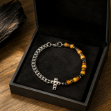 Men's Tiger Eye Cross Bracelet