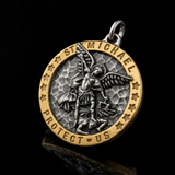 Two-Tone St. Michael Archangel Protection Medal Stainless Steel Necklace
