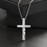 Twisted Hammered Textured Cross Pendant Necklace