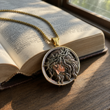 Vintage 3D Enamel Crown of Thorns Jesus Face Medallion Stainless Steel Necklace - design detail