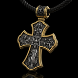Holy Family of Mary Sacred Heart of Jesus IHS Double-Sided S925 Sterling Silver Cross