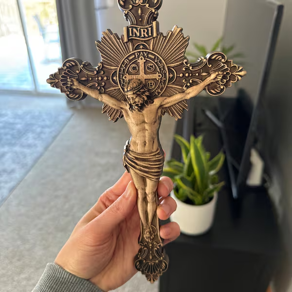 St. Benedict Crucifix: Maple Wood, Divine Protection, & the Story of Redemption