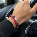 Two‑Layer Braided Leather Cross Bracelet - side view