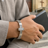 Men’s Stainless Steel Cross Chain Bracelet – Bold Christian Faith & Strength Jewelry