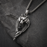 Stainless Steel Wolf Head Pendant Necklace