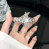 Irregular Pleated Chain Moonstone Skeleton Size Adjustable Bracelet Ring Set