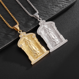 Our Lady of Guadalupe Temple‑Style Rhinestone Inlaid Stainless Steel Necklace