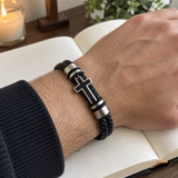 Men’s Black Braided Cross Bracelet – Christian Faith Reminder Wristband