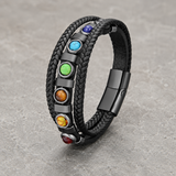 Double Layer Braided Leather 7 Chakra Natural Healing Stone Bracelet