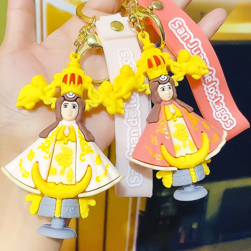 Cartoon Jesus Our Lady Silicone Keychain Backpack Small Pendant Gift