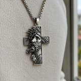 S925 Sterling Silver Jesus Crown of Thorns Cross Pendant – Christian Faith Necklace