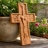 BGCOPPER Savior Jesus Cross - Carved from Natural Wood