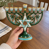 Hanukkah Hand-Painted Menorah: Illuminate the Jewish People's Covenant of Light with Artisan Brushstrokes