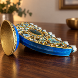 Vintage Blue & Gold Enamel Hanukkah Menorah