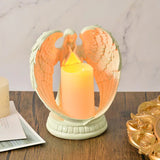 Angel Candle Holder with LED Candle, Battery-Powered, Angel Memorial Gifts, Angel Wing Praying Statue for Home Decoration
