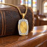 Radiant Shield Pendant Necklace – Titanium Steel Faith-Inspired Men's Necklac