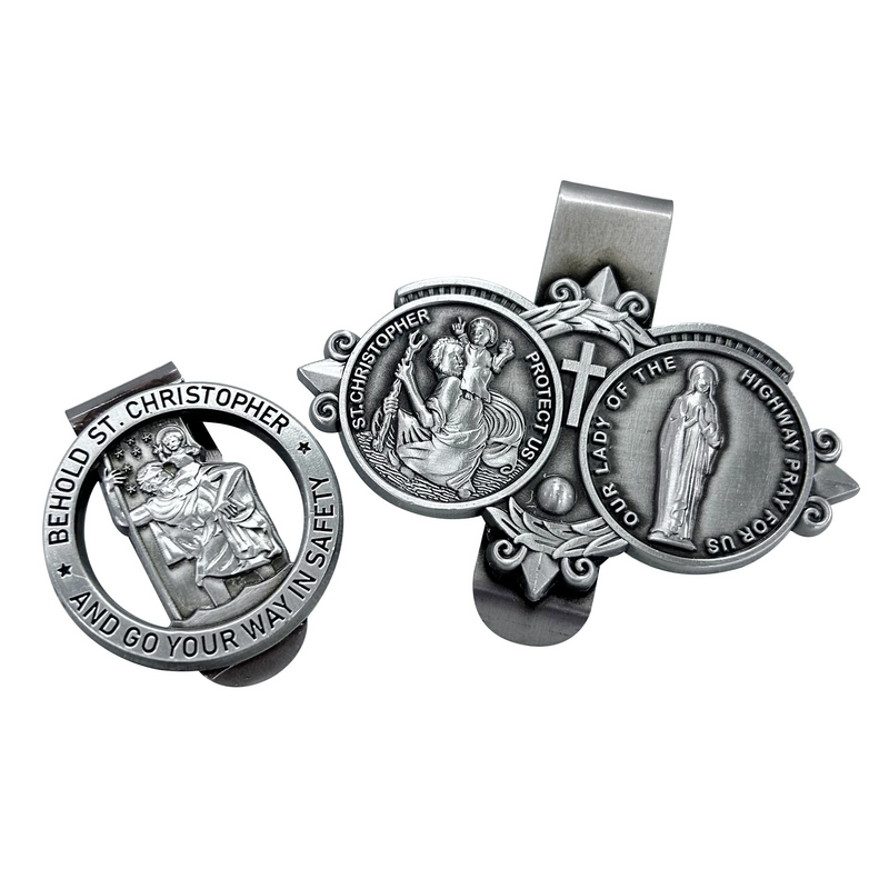 St. Christopher's Virgin Mary bless us with a safe journey car visor clips