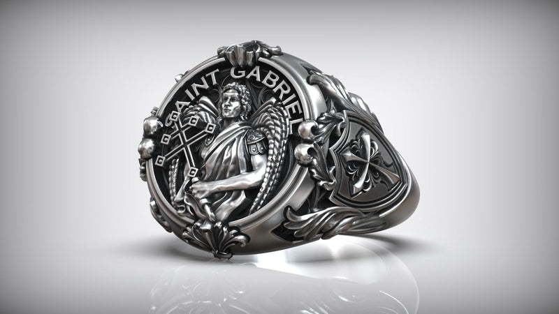 St. Michael Archangel Holy Sword Gabriel Angel S925K Silver Ring