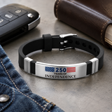 USA 250 Years of Independence Patriotic Flag Silicone Bracelet