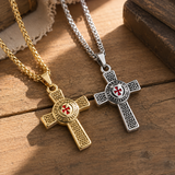 Knights Templar Celtic Knot Cross Necklace for Men, Red Enamel Templar Symbol Stainless Steel Pendant Product Parameters