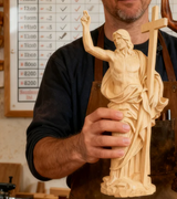 “He Is Risen” — Hand-Carved Boxwood Jesus Resurrection Statue | Symbol of Hope, Faith & New Life