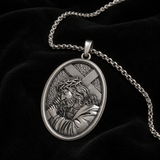 S925 Jesus Carrying the Cross Sacred Heart Pendant Necklace