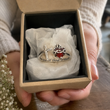 Sacred Heart of Jesus Thorn Flame Cross Adjustable Open Ring - side view