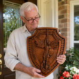 Guardian Michael Wood Carving - Handcrafted Spiritual Shield & Heirloom Gift
