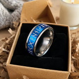 Glow In The Dark Viking Elder Futhark Rune Rotatable Spinner Stainless Steel Anxiety Relief Ring