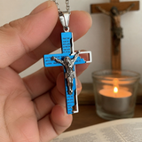 Stainless Steel Cross Pendant with Scripture – Comes with a 24-inch chain