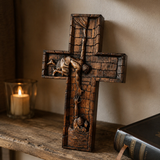 Christ Still Reaches Down – Hand-Carved Beechwood Savior Cross - product view