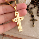 3D Interlocking Stainless Steel Cross Necklace