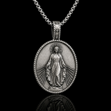 Pure Tin Miraculous Medal Virgin Mary Necklace