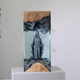 Virgin Mary Resin & Wood Night Light Ornament (Plug-in Version)